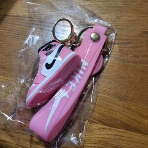 Nike Pink and Black Sneaker Keychain